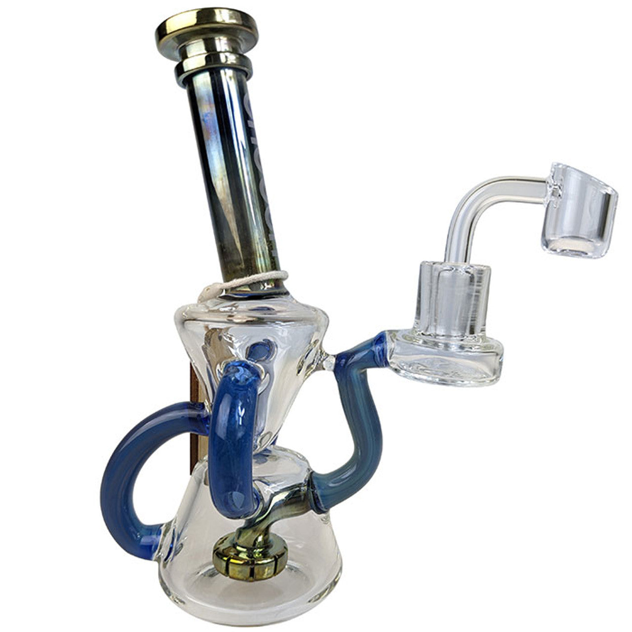 Cheech Glass - 7" Gold Fumed Recycler Water Pipe - with 14M Banger & 4mm Banger