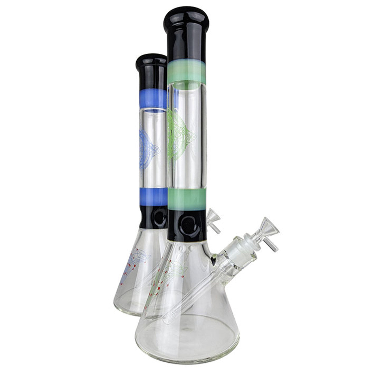 16" Black & Slyme Geometry Clock Constellation Beaker Water Pipe - with 14M Bowl