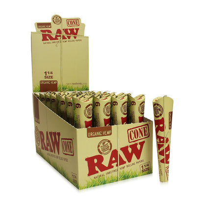 RAW® - Organic Hemp Pre-Rolled Cone 1¼ (6ct) - Display of 32