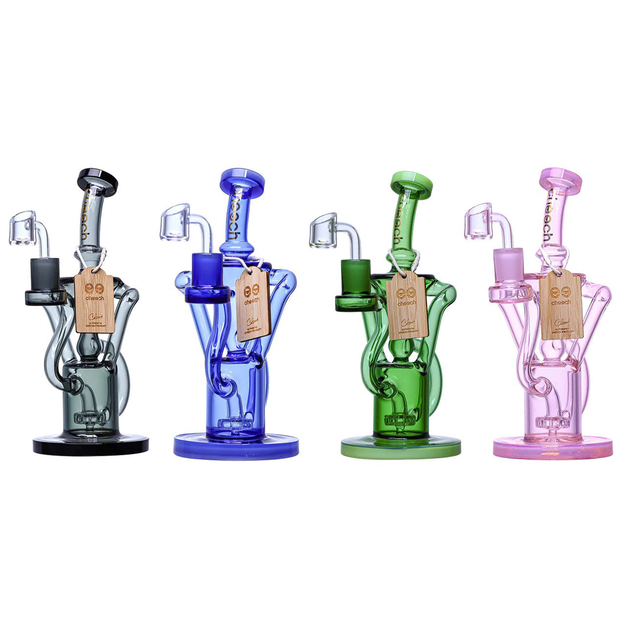 Cheech Glass - 8" Assorted Full Color Recycler Water Pipe - with 14M Bowl