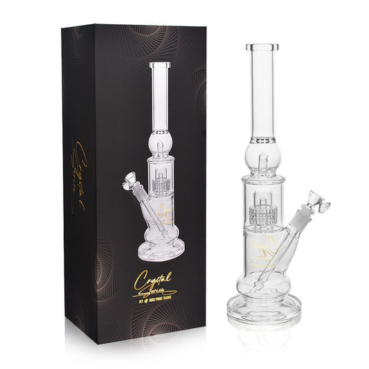 High Point Glass - Crystal Series 16" Ball Ice Catcher Double Matrix Beaker Water Pipe Box Set - with 14M Bowl