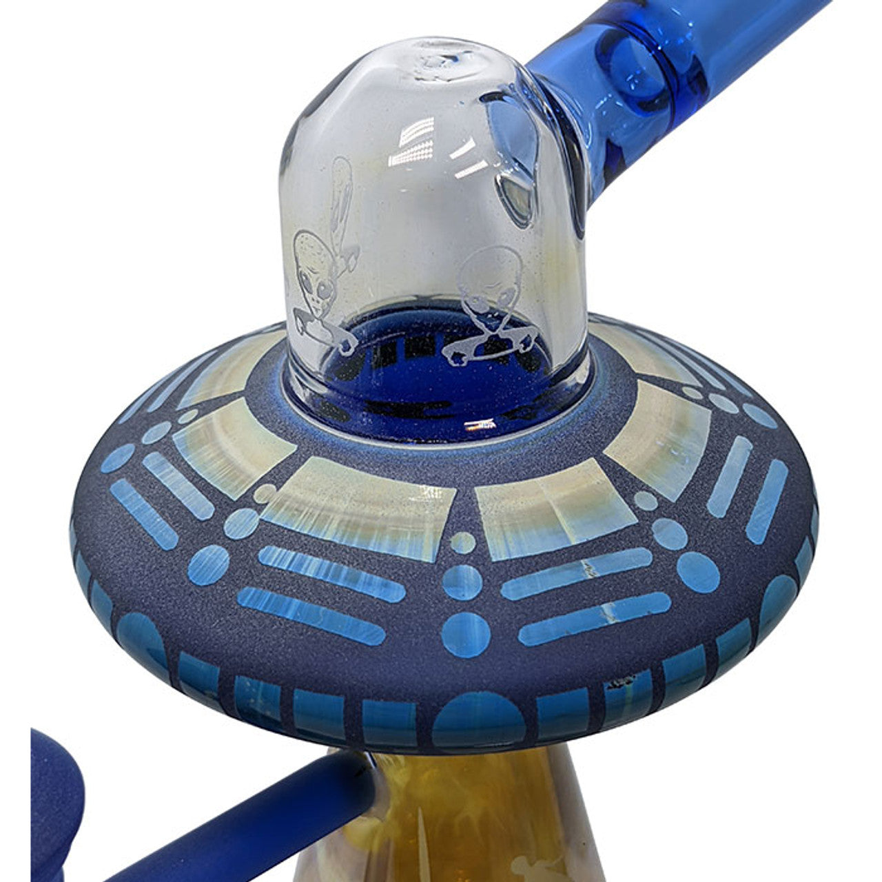 9" UFO Sandblasted Fumed Rig Water Pipe - with 14M Bowl & 4mm Banger