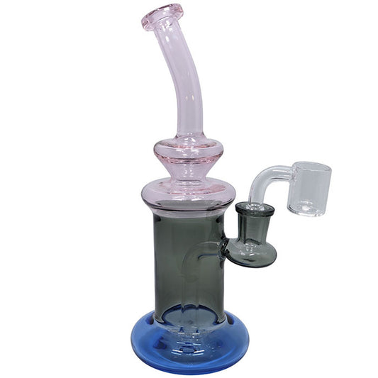 9" Tri Color Rig Water Pipe - with 14M Banger