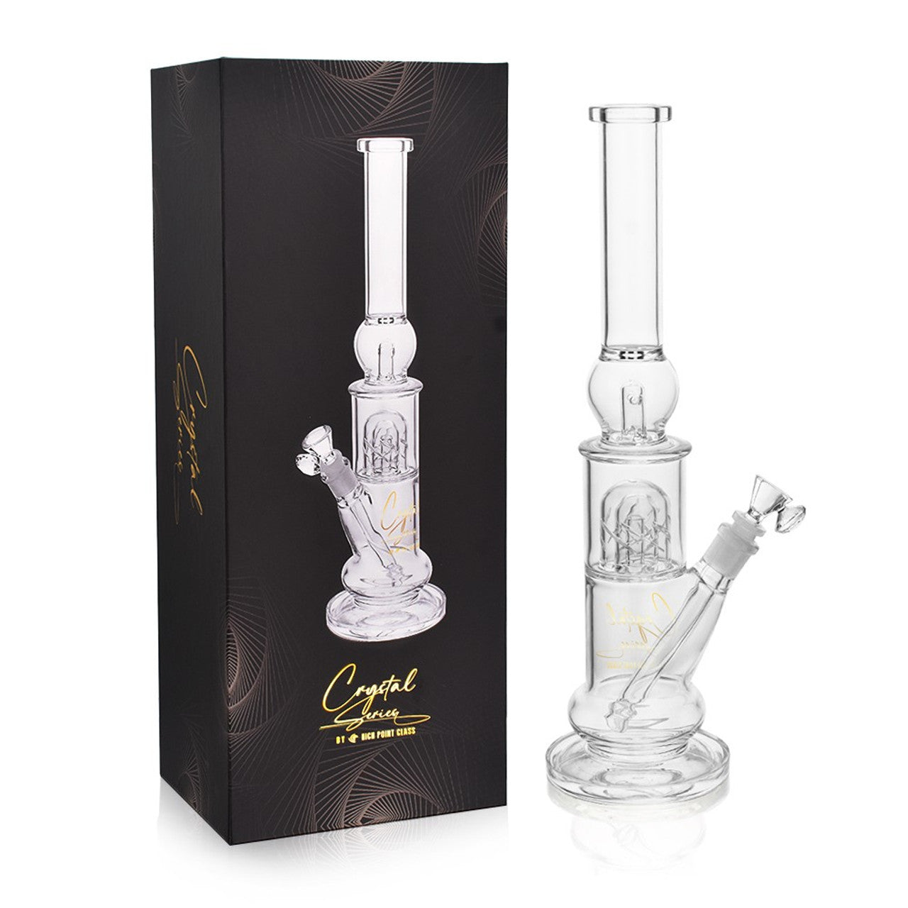 High Point Glass - Crystal Series 16" Ball Ice Catcher Multi Dome Beaker Water Pipe Box Set - with 14M Bowl