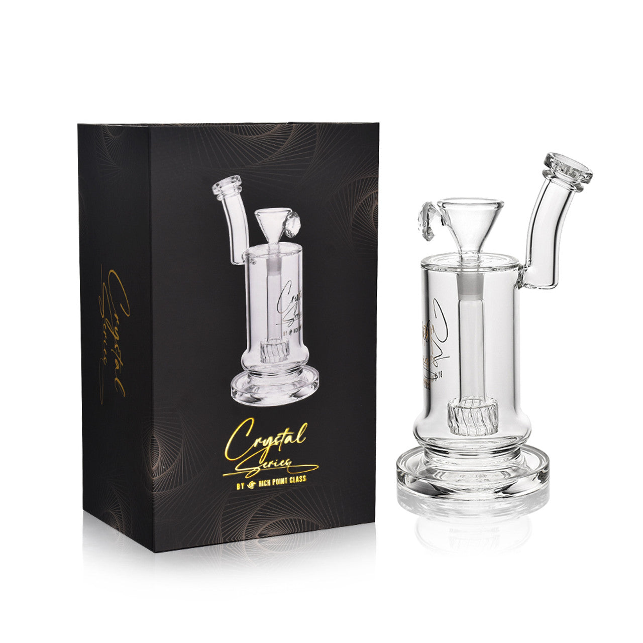 High Point Glass - Crystal Series 10.5" Low Profile Downstem Matrix Cylinder Water Pipe Box Set - with 14M Bowl