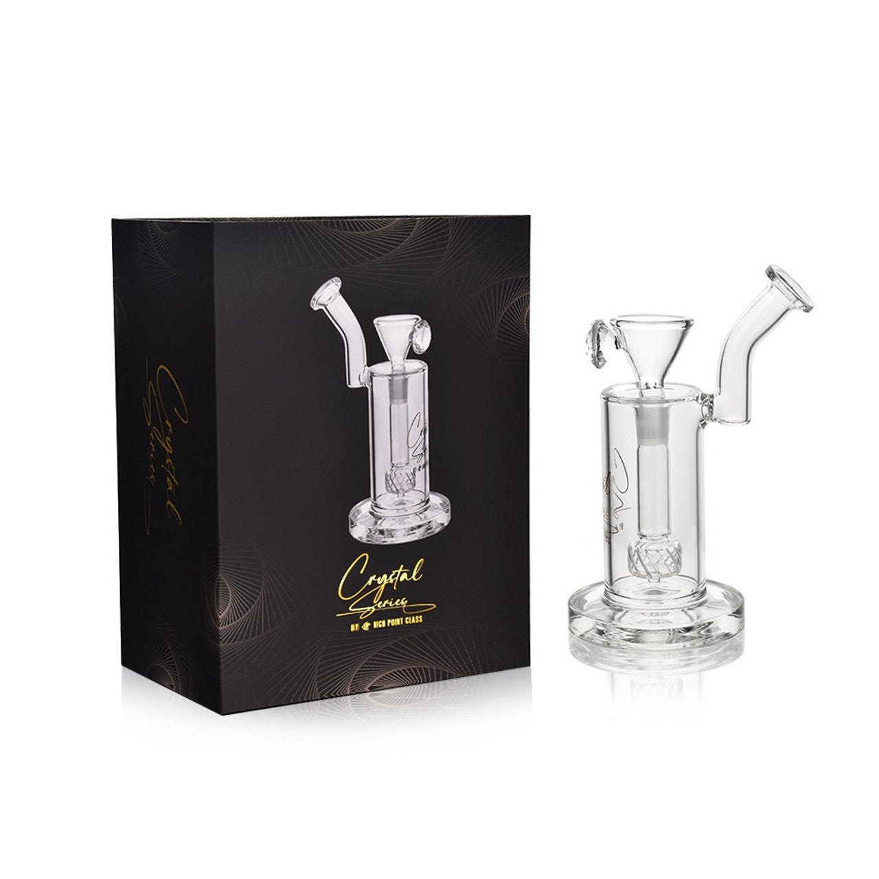 High Point Glass - Crystal Series 8.11" Low Profile Downstem Diamond Net Water Pipe Box Set - with 14M Bowl