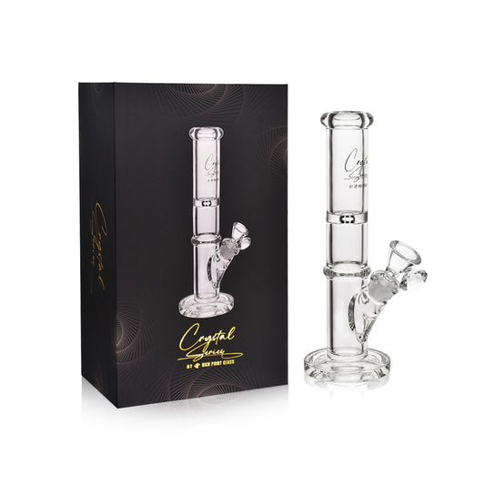 High Point Glass - Crystal Series 12" Diamond Ice Catcher Ring Cylinder Water Pipe Box Set - with 14M Bowl