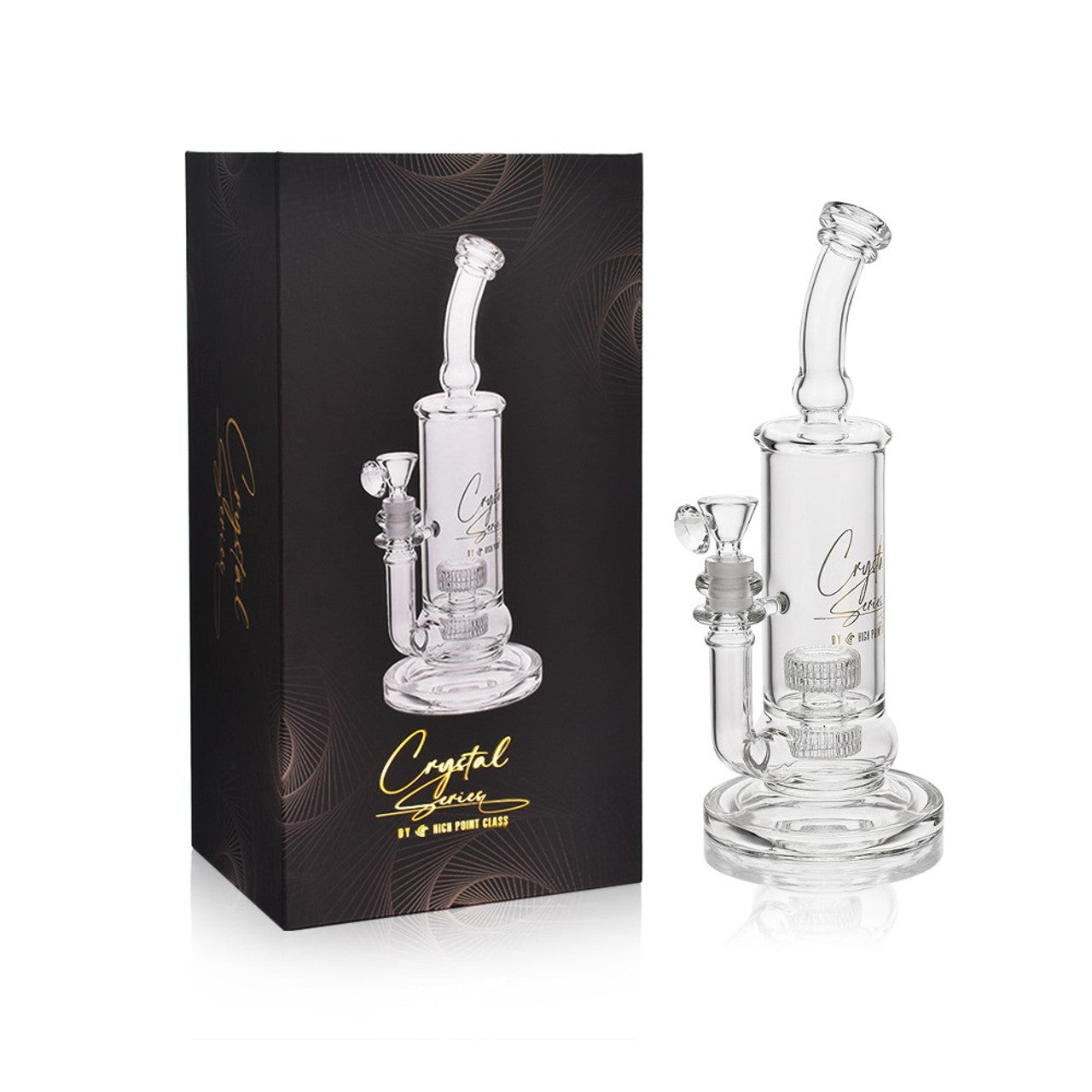 High Point Glass - Crystal Series 12" Double Matrix Water Pipe Box Set - with 14M Crystal Bowl