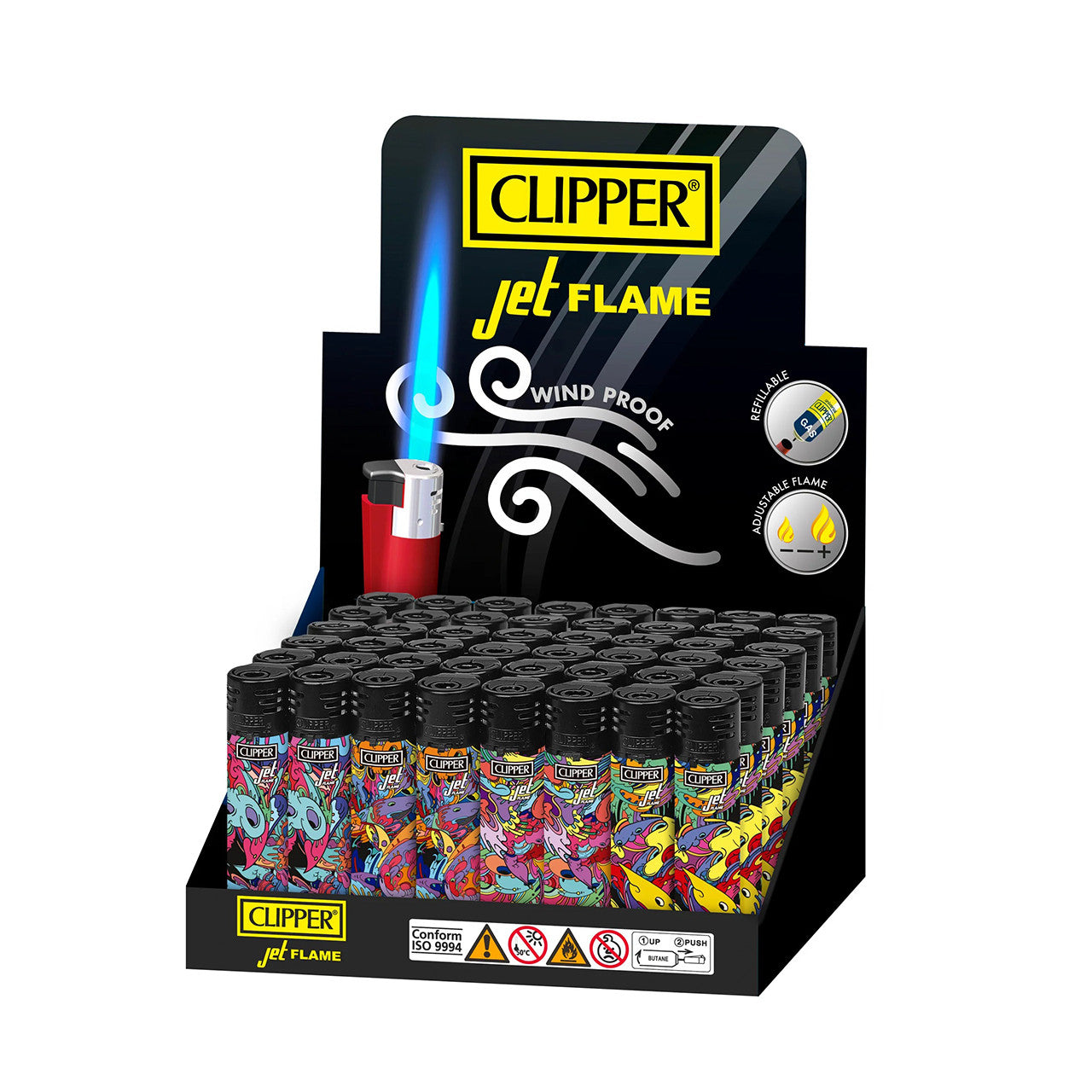 Clipper - Classic Large Jet Flame Lighter - Tray of 48