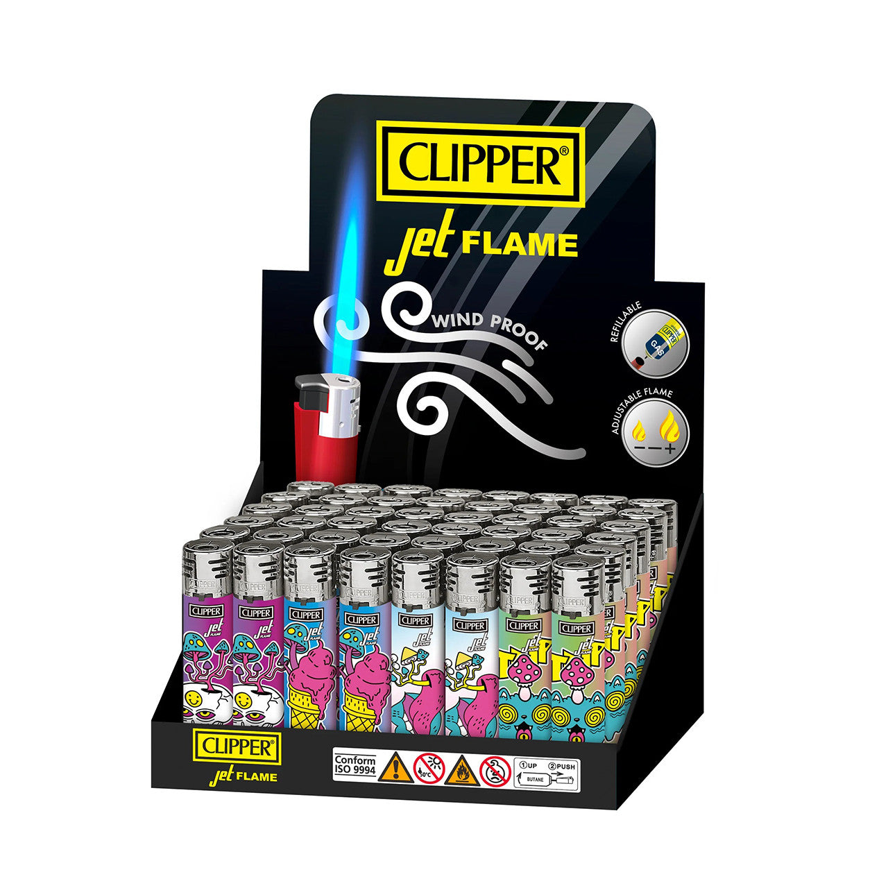 Clipper - Classic Large Jet Flame Lighter - Tray of 48