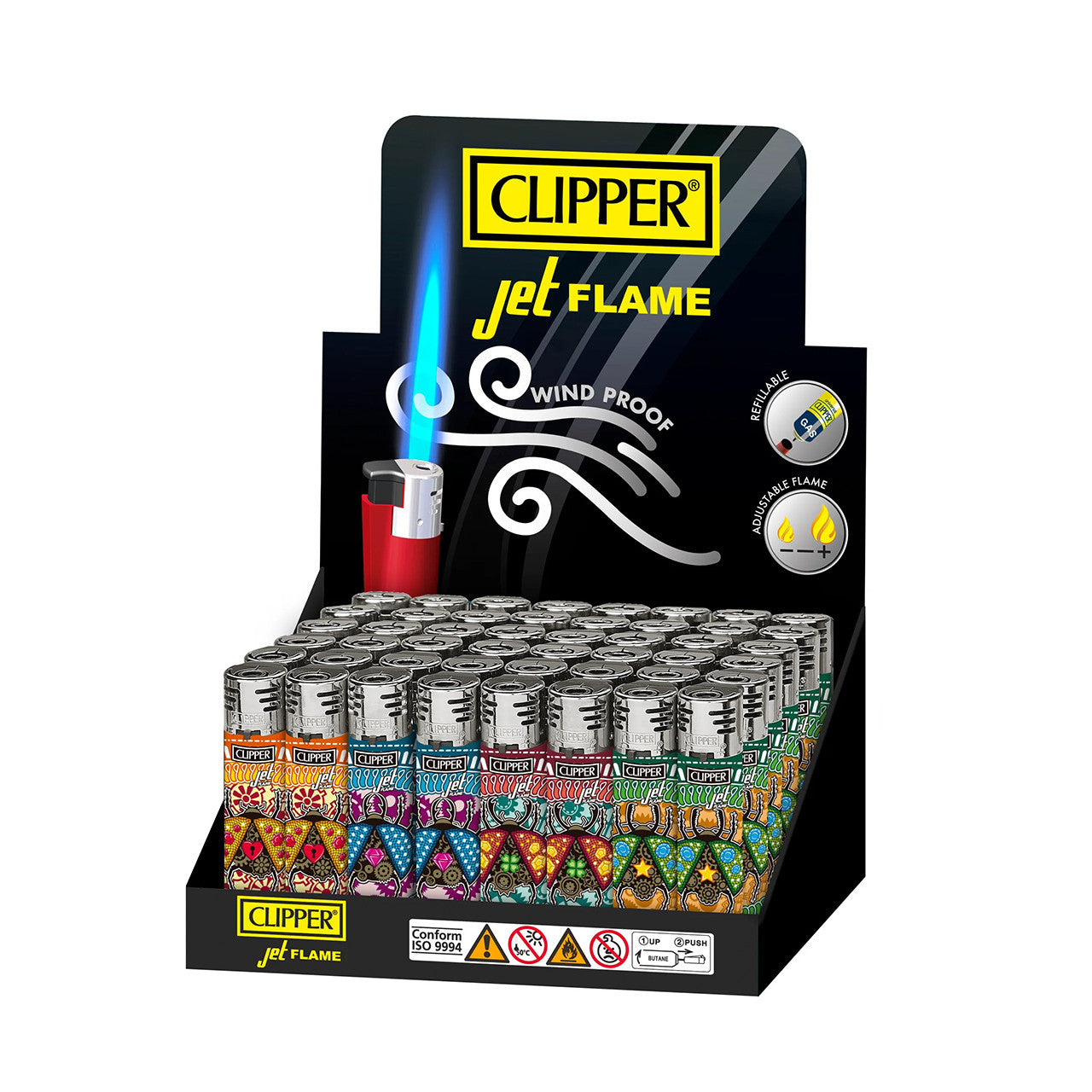 Clipper - Classic Large Jet Flame Lighter - Tray of 48