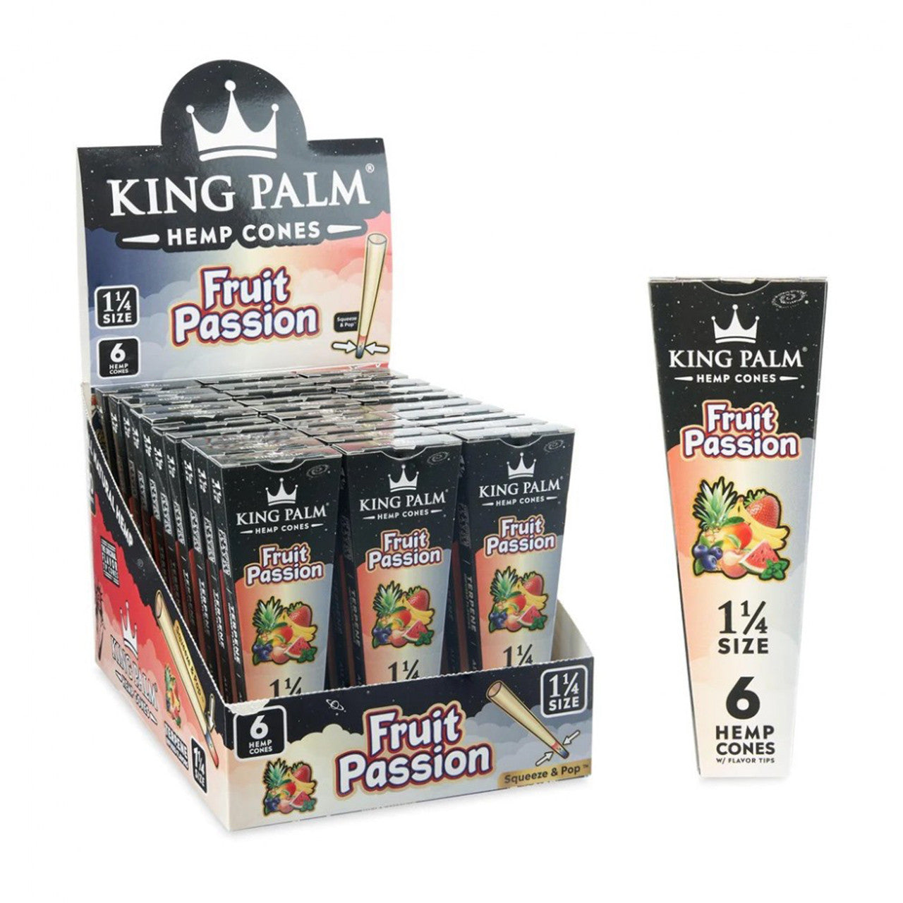 King Palm - 1¼ Pre-Roll Hemp Cones (6pk) - Display of 30