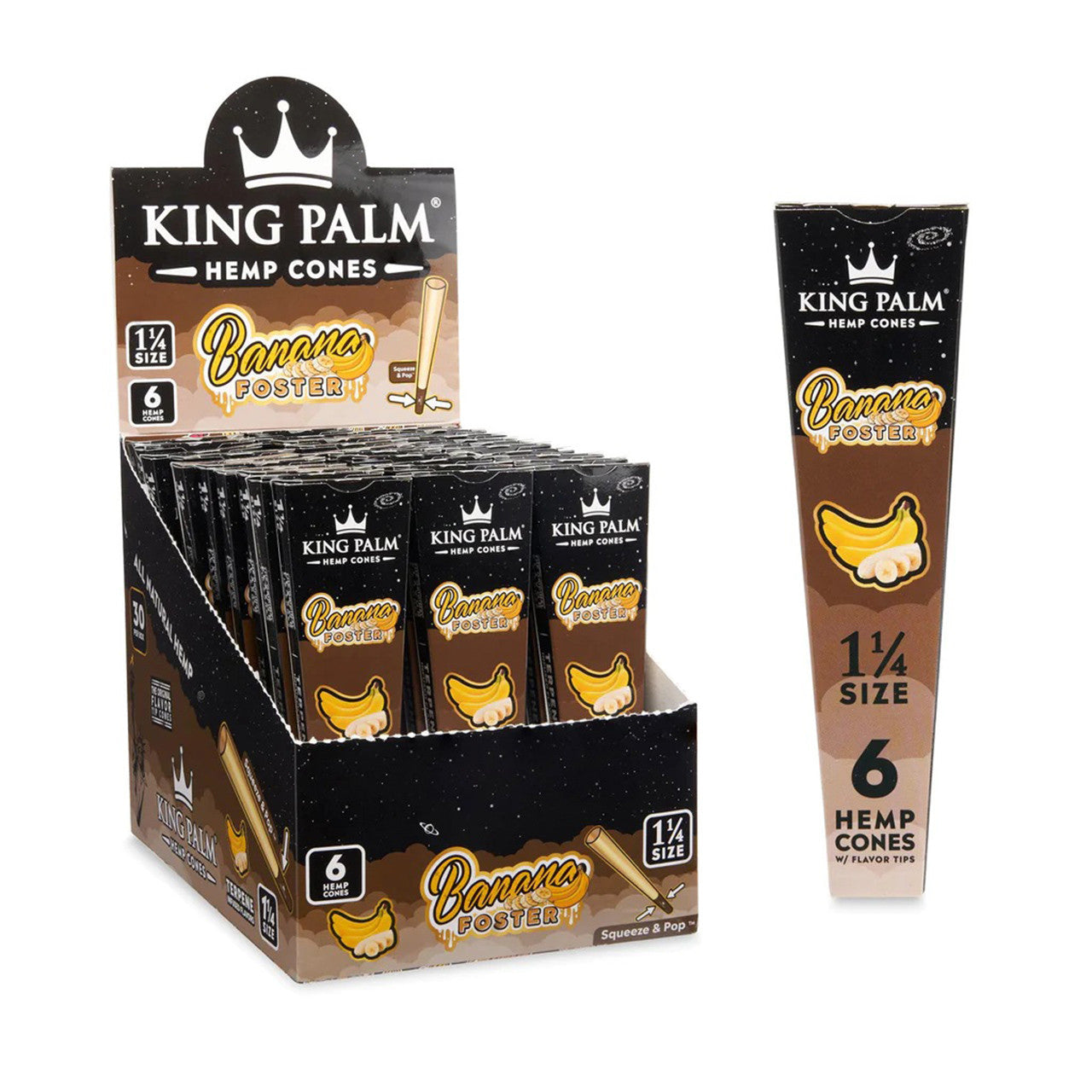 King Palm - 1¼ Pre-Roll Hemp Cones (6pk) - Display of 30