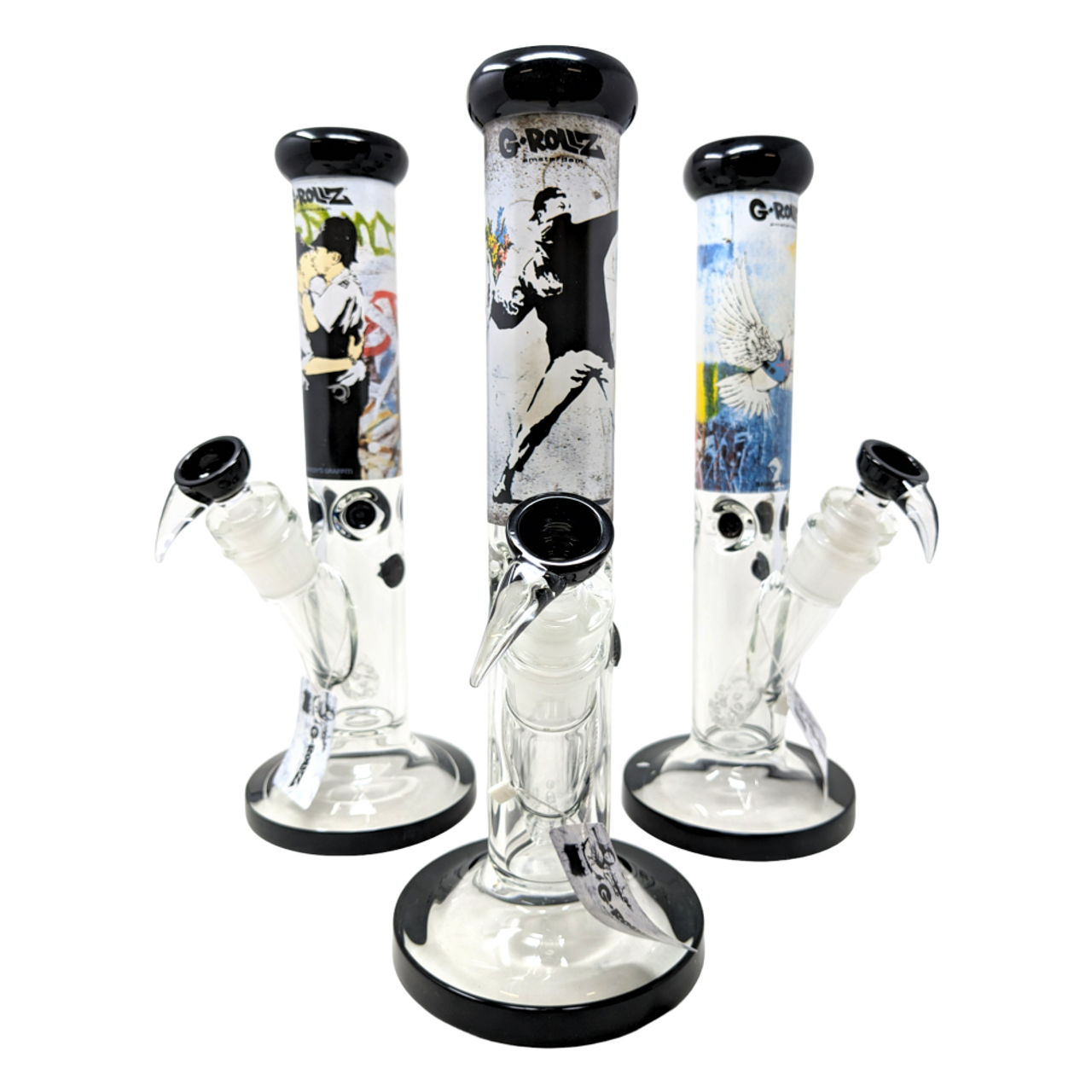 G-Rollz - 14" Banksy Design Straight Pipe Water Pipe - with 18M Bowl