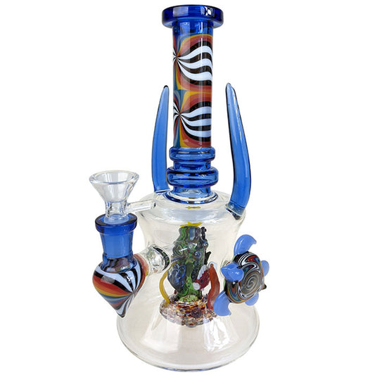 8.5" US Color Under the Sea Perc Dual Horn Banger Hanger Water Pipe - with 14M Bowl