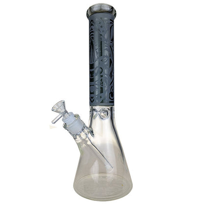 Clover - 14" Etched Rhino Decal Beaker Water Pipe - with 14M Bowl