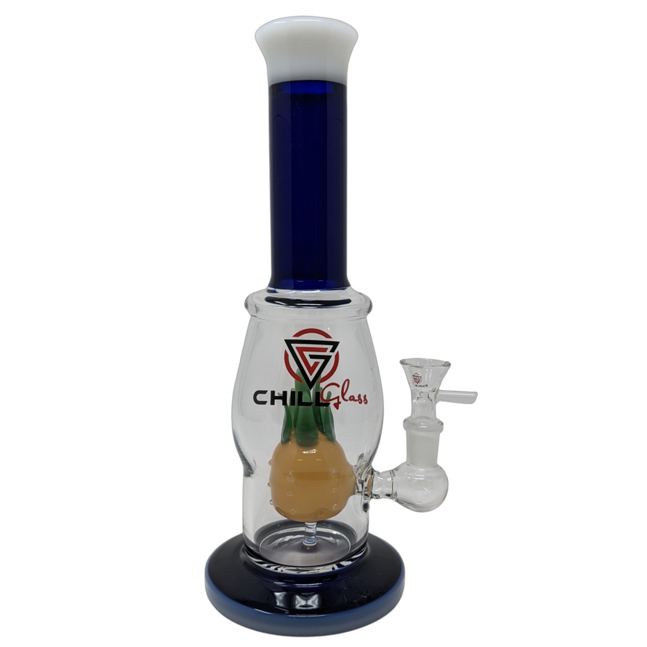 Chill Glass - 10" Blue Pineapple Perc Water Pipe Rig - with 14M Bowl