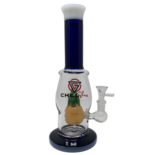 Chill Glass - 10" Blue Pineapple Perc Water Pipe Rig - with 14M Bowl