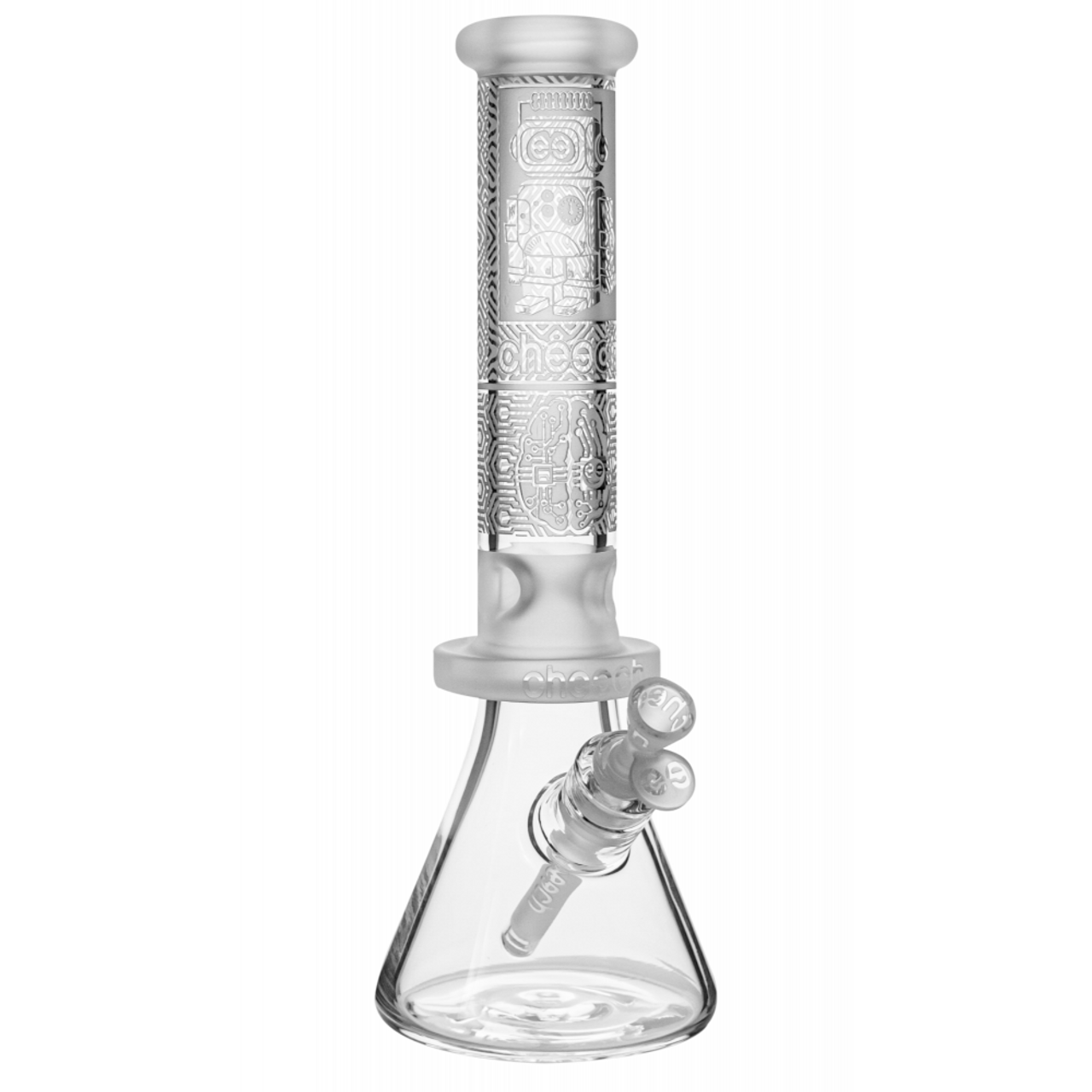 Cheech Glass - Robot Takeover Sandblasted Beaker Water Pipe - with 14M Bowl