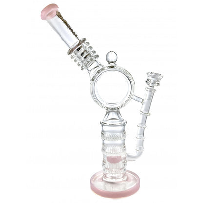 Lookah Glass - 15" Donut Double Honeycomb Tree Perc Water Pipe - with 14M Bowl