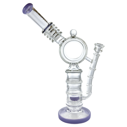 Lookah Glass - 15" Donut Double Honeycomb Tree Perc Water Pipe - with 14M Bowl