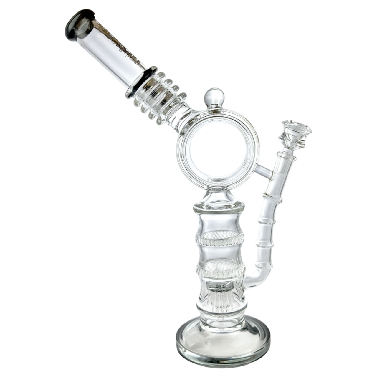 Lookah Glass - 15" Donut Double Honeycomb Tree Perc Water Pipe - with 14M Bowl