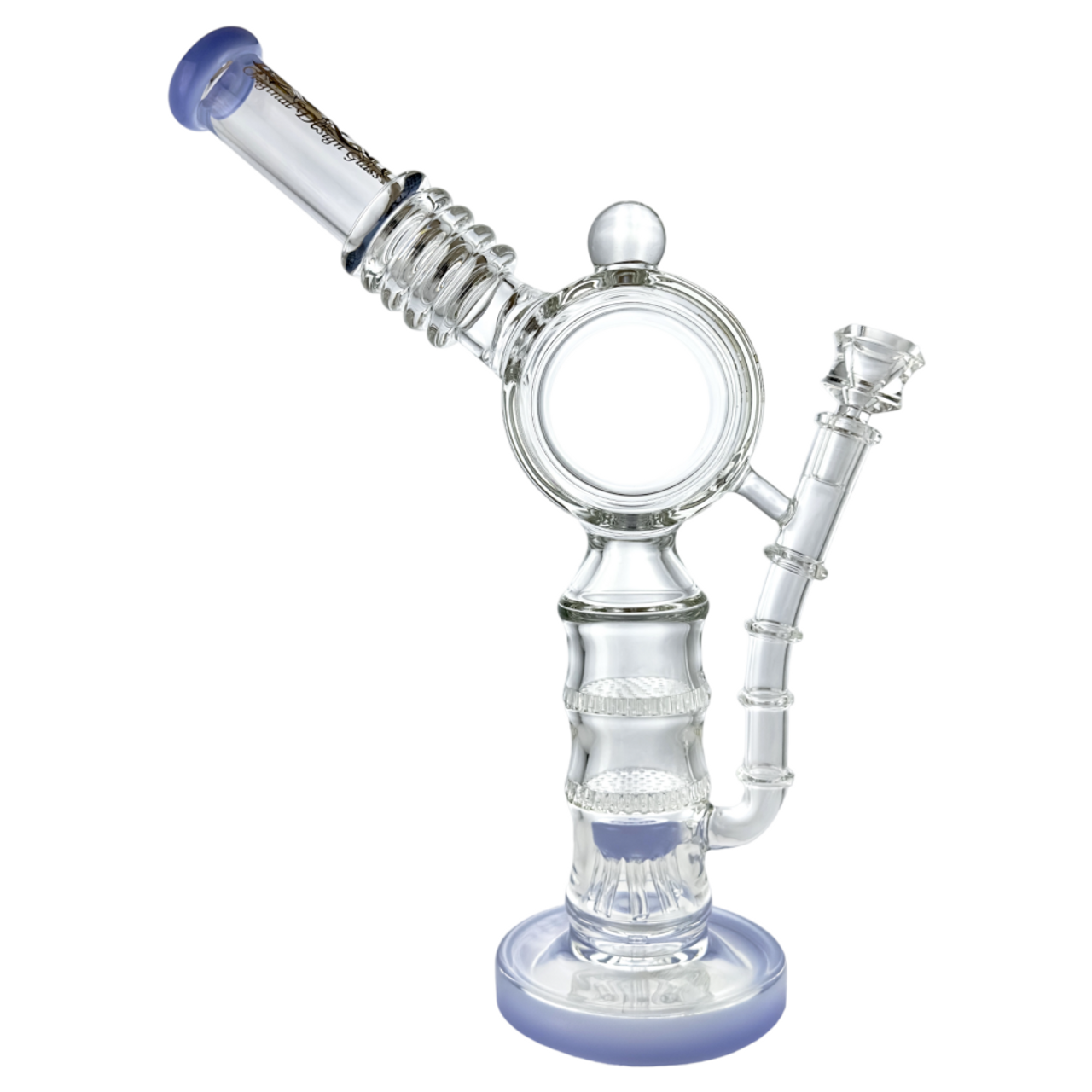 Lookah Glass - 15" Donut Double Honeycomb Tree Perc Water Pipe - with 14M Bowl