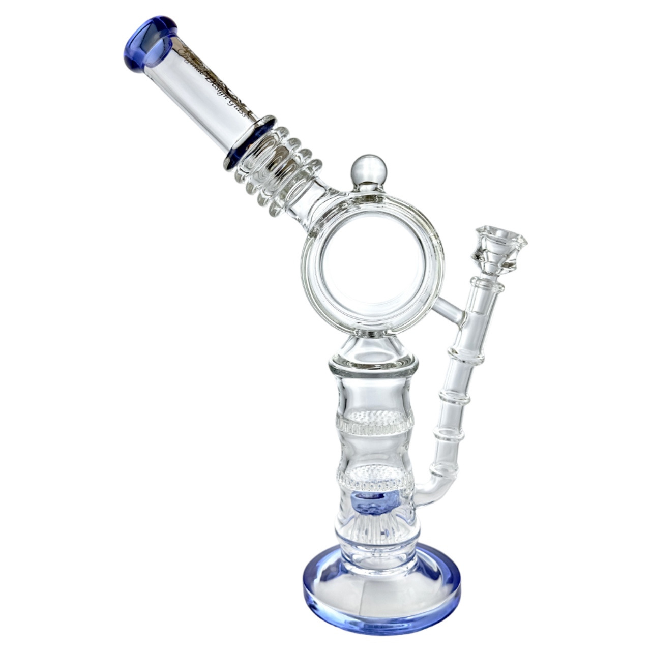 Lookah Glass - 15" Donut Double Honeycomb Tree Perc Water Pipe - with 14M Bowl