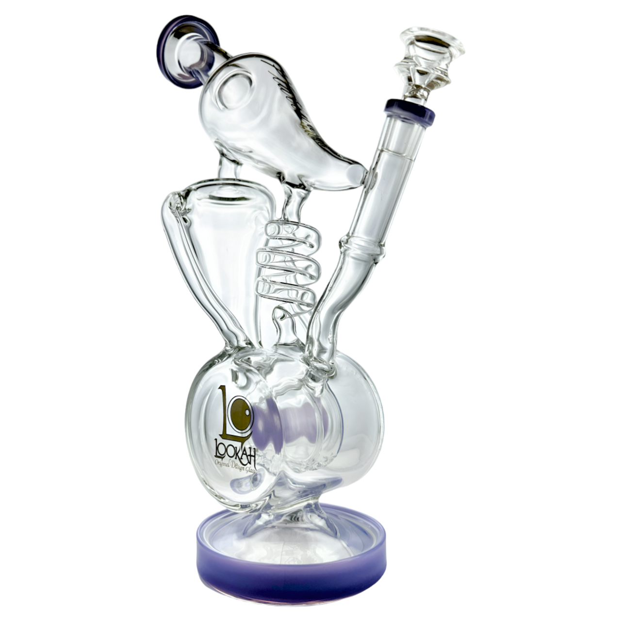 Lookah Glass - 13.5" Spiral Double Drum Perc Recycler Water Pipe - with 14M Bowl