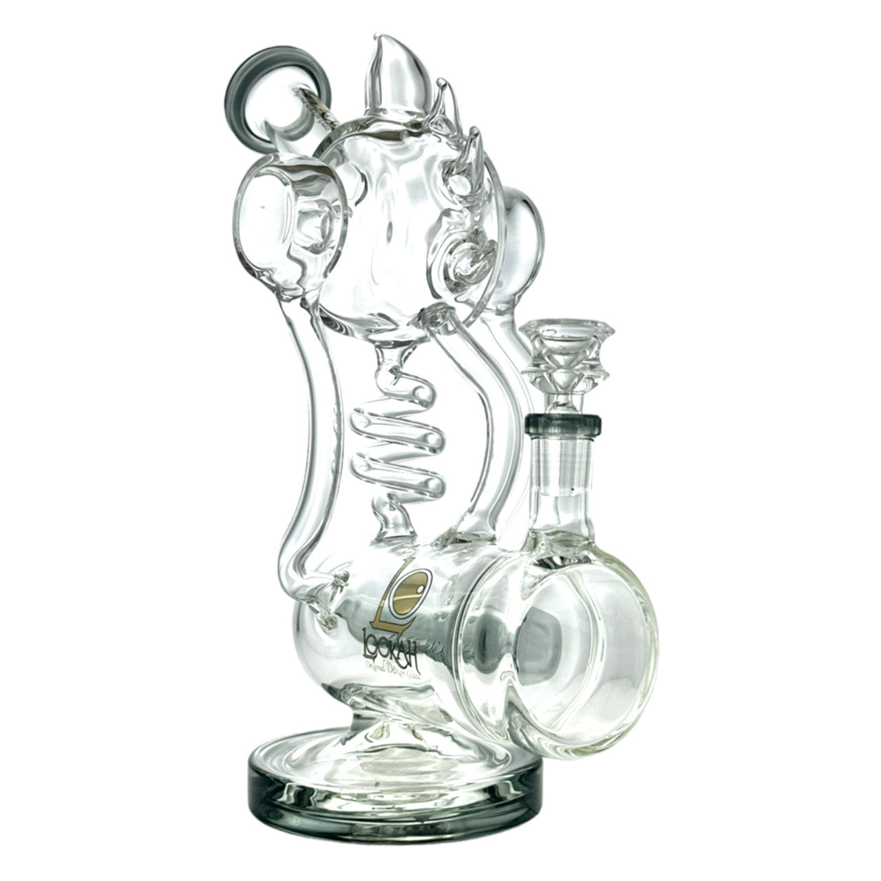 Lookah Glass - 11.5" Spike Spiral Inline Perc Recycler Water Pipe - with 14M Bowl