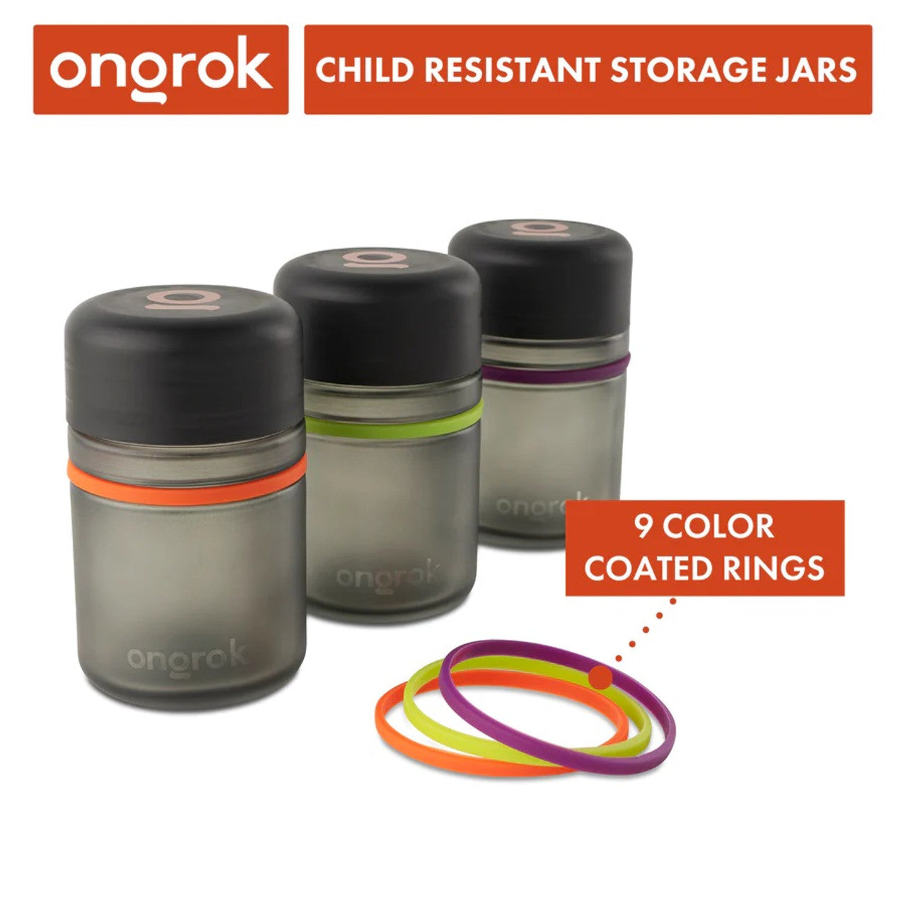 Ongrok - Child Resistant Jar 180ml - Frosted Grey - 3 Pack