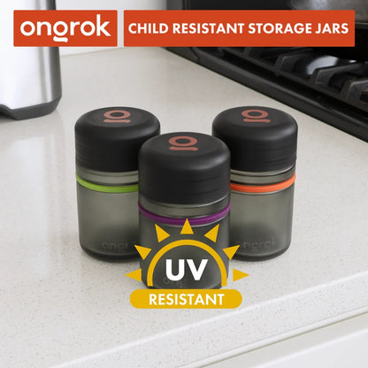 Ongrok - Child Resistant Jar 180ml - Frosted Grey - 3 Pack