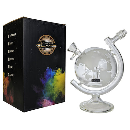 On Point Glass - 8" Clear World Globe Water Pipe Box Set - with 14M Bowl