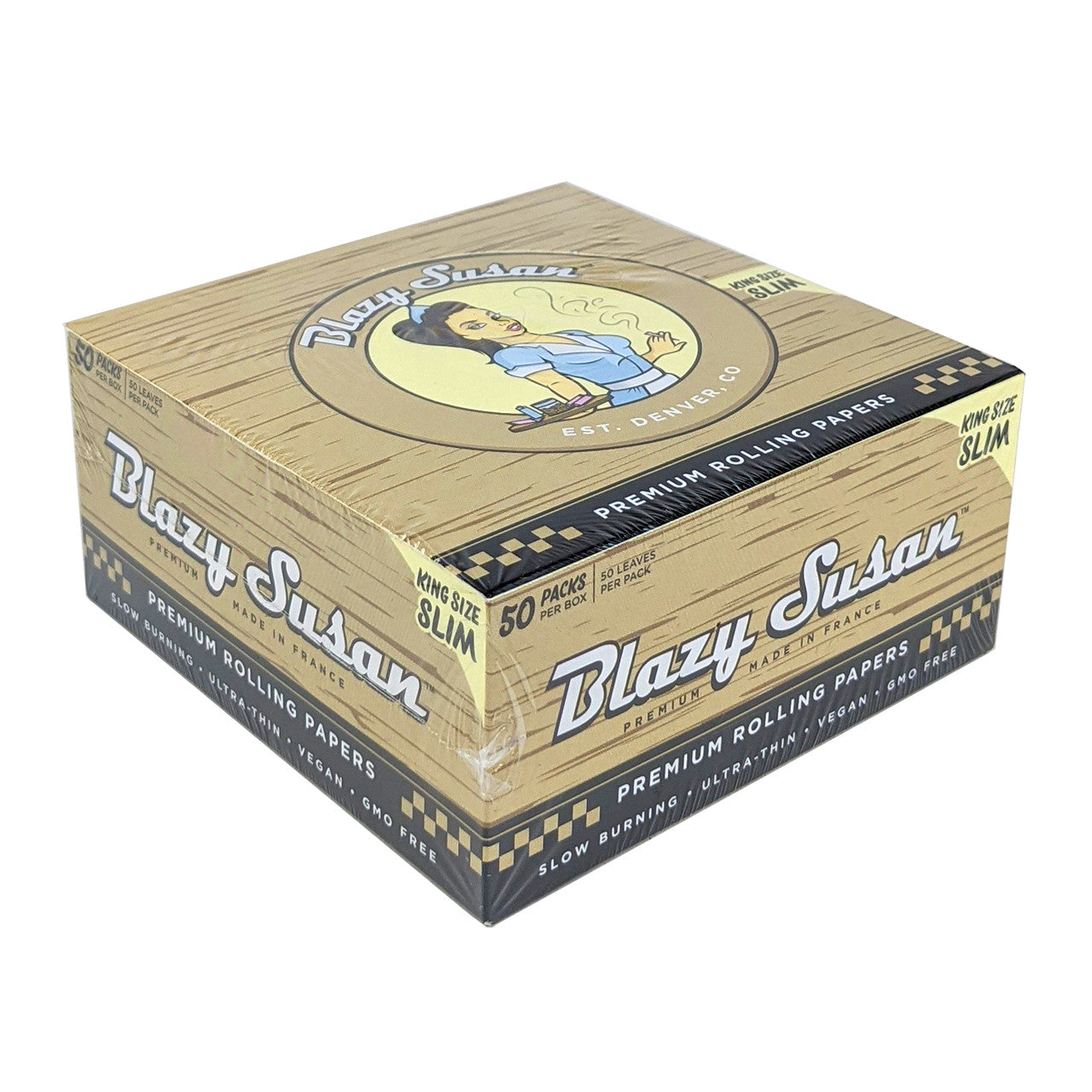 Blazy Susan® - Unbleached King Size Slim Rolling Papers (50ct) - Display of 50