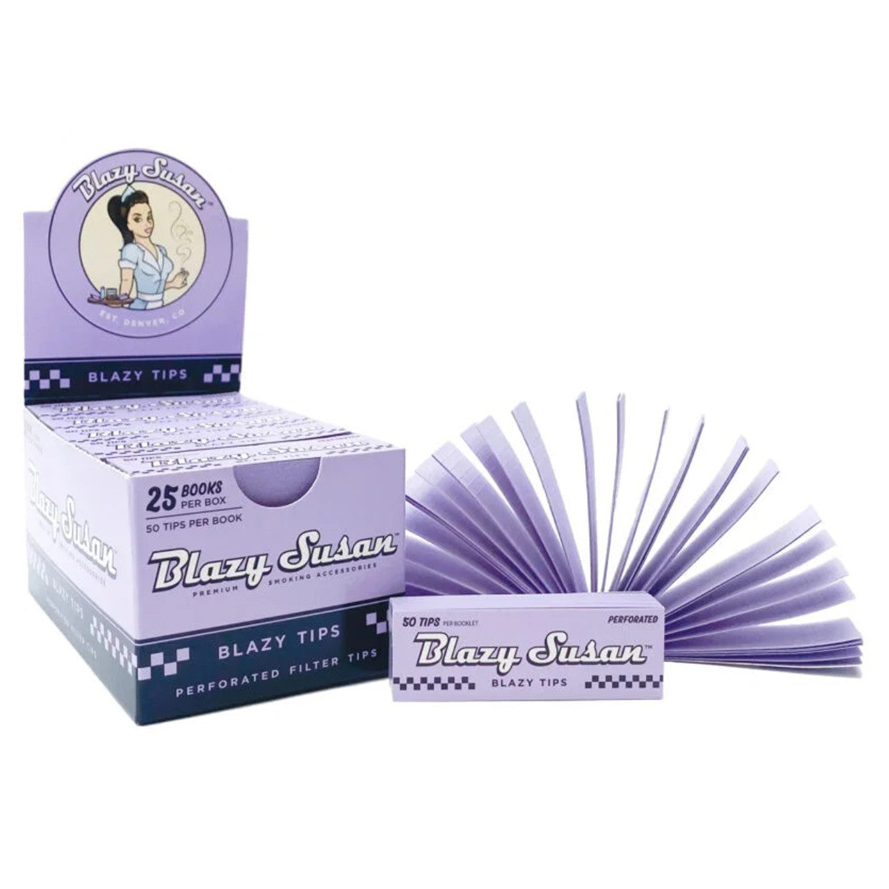 Blazy Susan® - Blazy Purple Filter Tips (50ct) - Display of 25