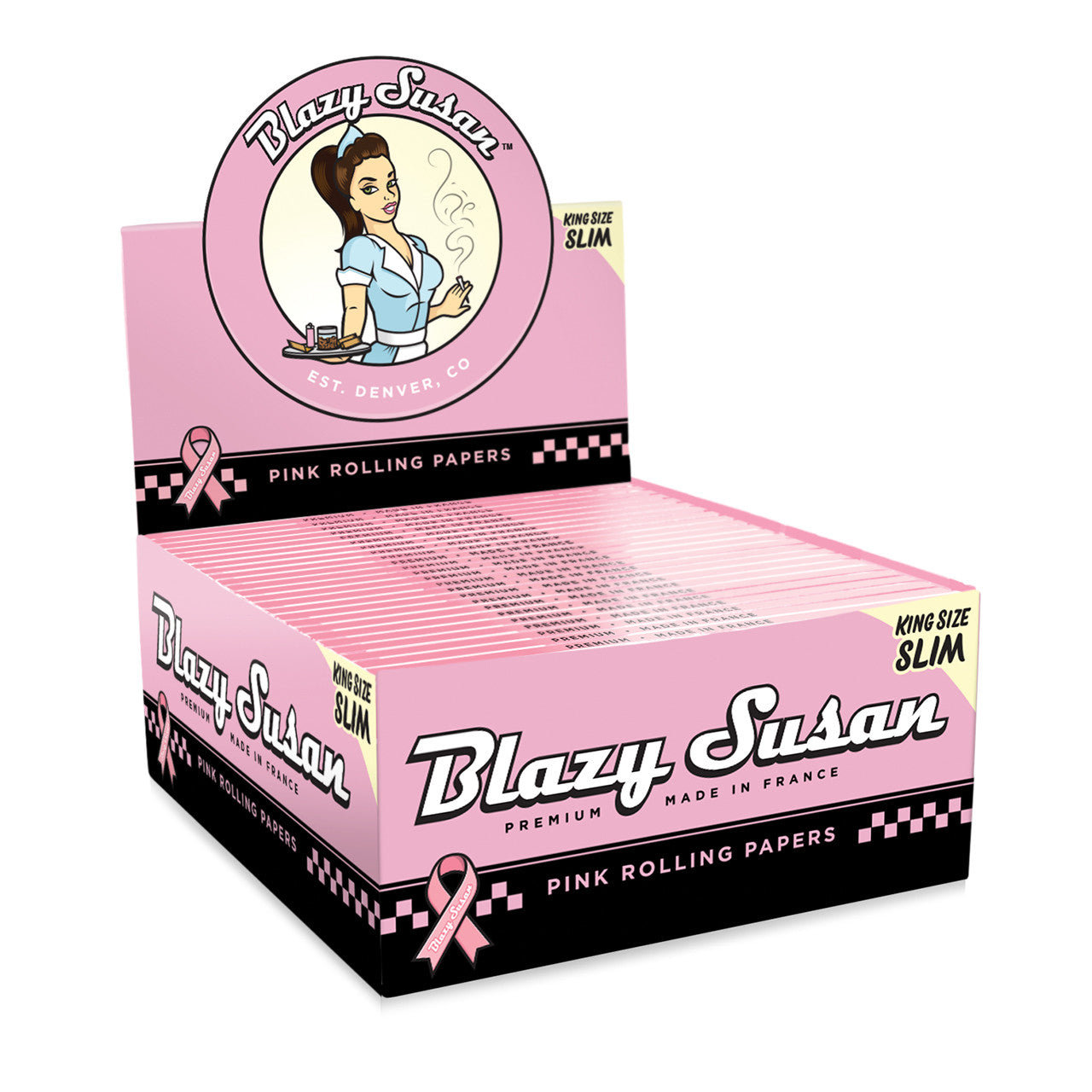 Blazy Susan® - Pink King Size Slim Rolling Papers (50ct) - Display of 50