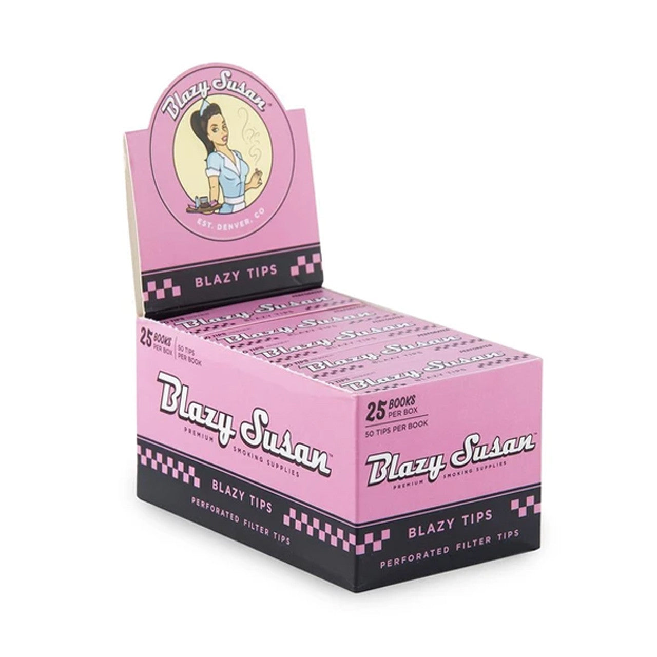 Blazy Susan® - Blazy Pink Filter Tips (50ct) - Display of 25