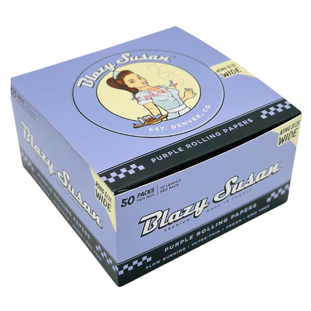 Blazy Susan® - Purple King Size Wide Rolling Papers - Display of 50