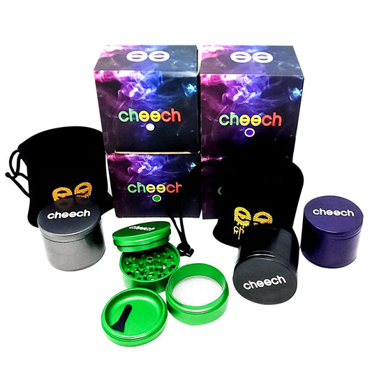 Cheech Glass - 63mm x 74mm 4 Part Quick Release Grinder with Storage - Assorted