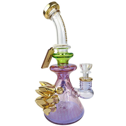 Cheech Glass - 10" Assorted Multi Color Gold Crystal Rig Water Pipe - with 14M Bowl