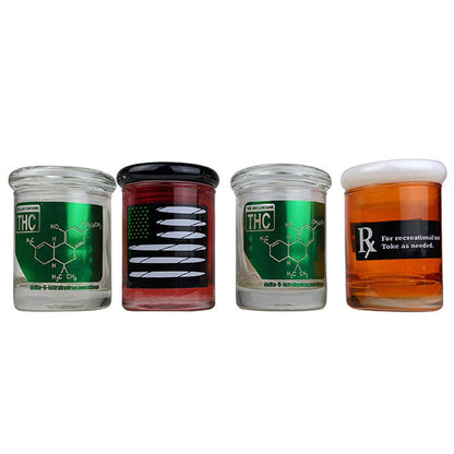 3oz Assorted Glass Stash Jar - 4 Pack