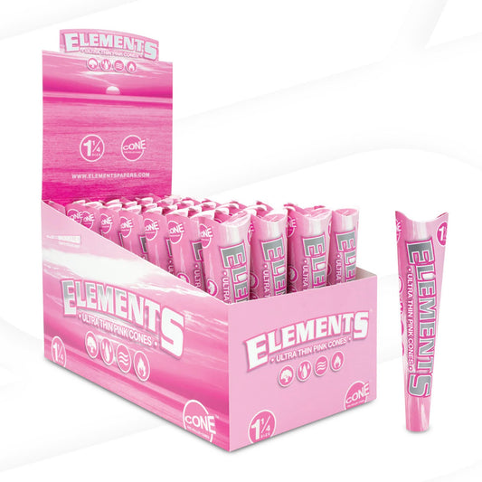 Elements - Pink Pre-Rolled Cone 1¼ (6pk) - Display of 32