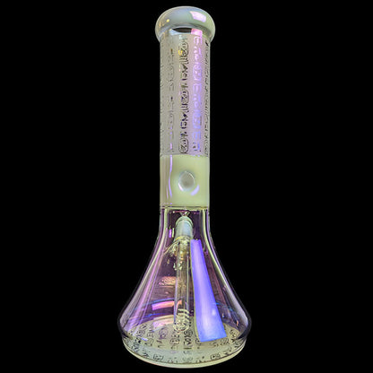 Clover - 13" Electro Plated Sand Blasted Color Trim Egyptian Beaker Water Pipe - with 14M Bowl