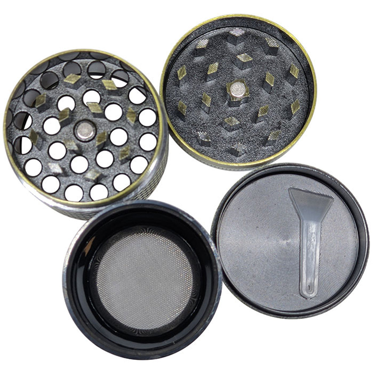 1.6" 4 Part Zinc Alloy Grid Grinder - Assorted