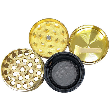 1.6" 4 Part Zinc Alloy Grid Grinder - Gold