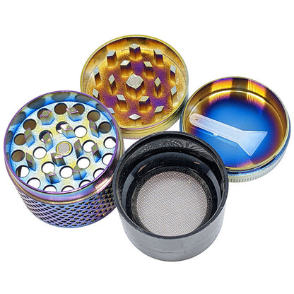 1.6" 4 Part Zinc Alloy Grid Grinder - Rainbow