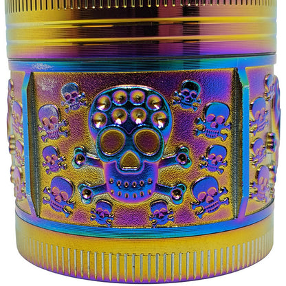 1.6" 4 Part Zinc Alloy Skull Grinder - Rainbow