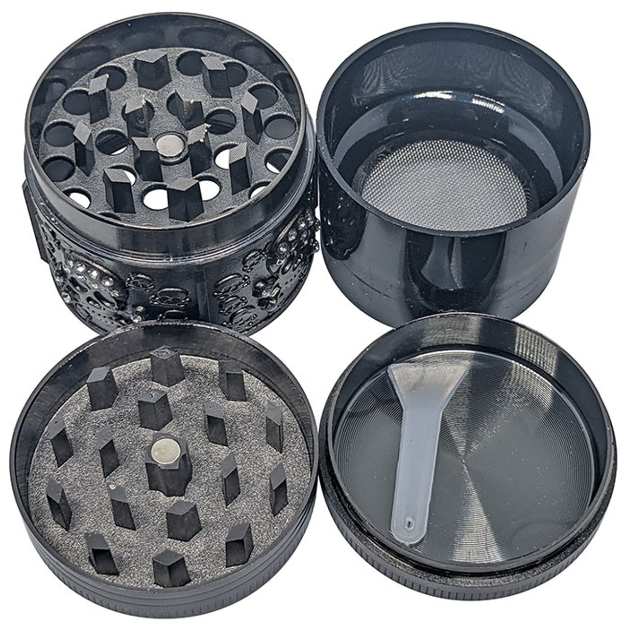 1.6" 4 Part Zinc Alloy Skull Trio Grinder - Assorted