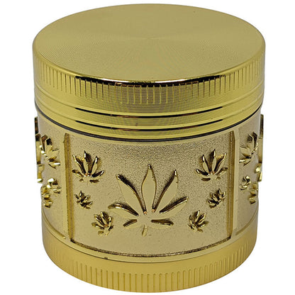 1.6" 4Part Zinc Alloy Leaves Grinder - Gold