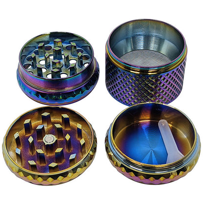 1.7" 4Part Zinc Alloy Gem Accent Grid Grinder - Rainbow